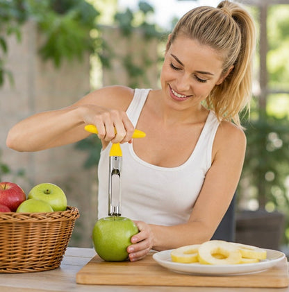 Stainless Steel Apple Corer Tool - Premium Fruit Seeder Slicer for Apples Pears and Quick Kitchen Food Preparation