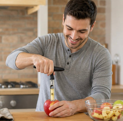 Stainless Steel Apple Corer Tool - Premium Fruit Seeder Slicer for Apples Pears and Quick Kitchen Food Preparation