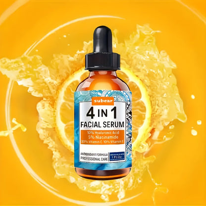Ultra Hydrating 4-in-1 Facial Serum – Intense Moisturizer with Vitamin C, Hyaluronic Acid, Niacinamide & Vitamin E for Radiant Skin