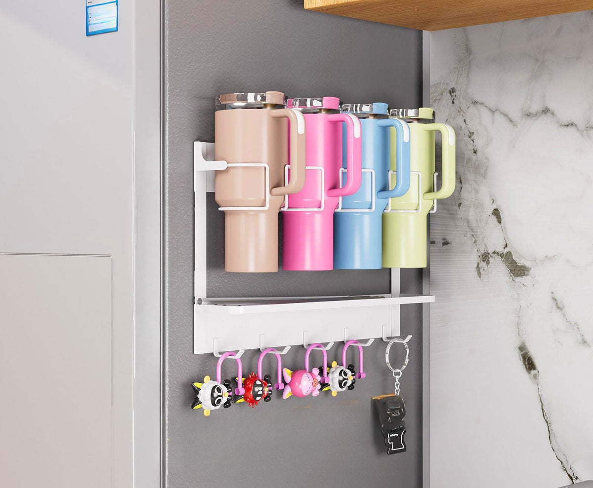 Durable Carbon Steel Magnetic Cup Holder –  Organizer for Insulated Cups, Ice Cream Containers, or Kitchen Storage, Sleek Design for Space-Saving Convenience
