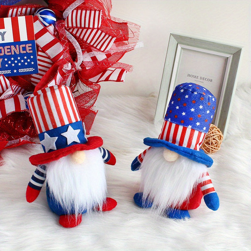 Patriotic Independence Day Gnome Plush Doll – Stars and Stripes Decorative Dwarf for 4th of July Home Displays