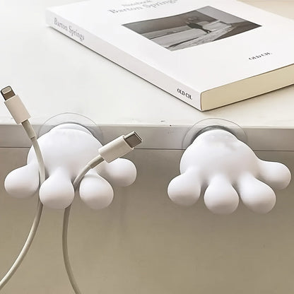 Palm-Shaped Utility Hooks- 2pcs Punch-Free Plastic Holders for Cables, Toothbrushes, Keys, and Everyday Home Organization