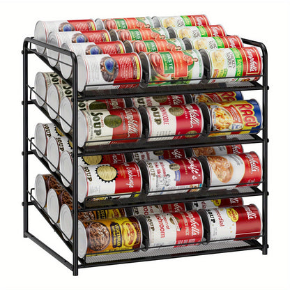 Adjustable Large Metal Can Rack Organizer – Multi-Tier Pantry Shelf for 84 Cans, Space-Saving Kitchen Cabinet Storage with Custom Dividers