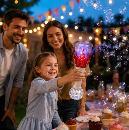LED Bubble Gun Machine - Automatic Soap Bubble Blaster Toy for Outdoor Play, Birthday Parties and Summer Fun Activities