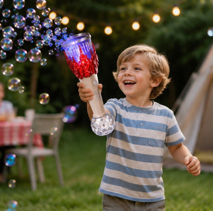 LED Bubble Gun Machine - Automatic Soap Bubble Blaster Toy for Outdoor Play, Birthday Parties and Summer Fun Activities