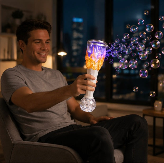LED Bubble Gun Machine - Automatic Soap Bubble Blaster Toy for Outdoor Play, Birthday Parties and Summer Fun Activities