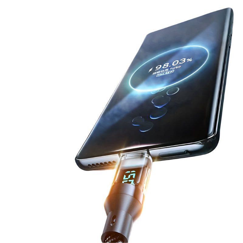 High-Speed Power Delivery USB-C Charging Cable – 120W Cord for Rapid Charging and Data Sync with Real-Time Speed Display