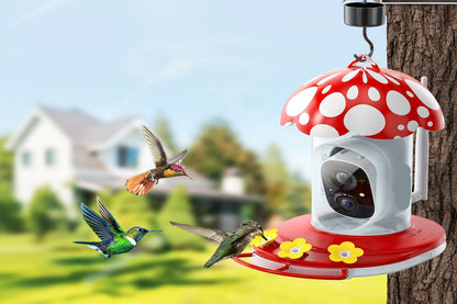 Solar Hummingbird Feeder with Camera- AI 2K Smart Feeder Captures Motion Videos, Bee-Proof, Perfect Christmas Gift