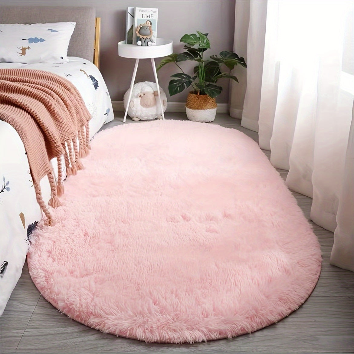 Oval Bedside Carpet Mat – Stylish Bedroom Rug for Bedside, Living Room Coffee Table Accent, and Cozy Modern Home Décor