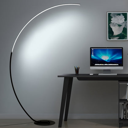 Modern Black Arched Floor Lamp – 65” Dimmable Color Changing LED Standing Light for Living Room, Bedroom, or Stylish Office Décor