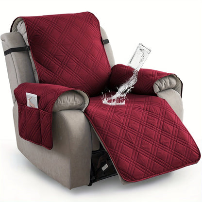 Waterproof Non-Slip Recliner Cover – One-Piece Chair Protector with Side Pockets