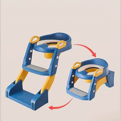 2-in-1 Toddler Toilet Ladder Seat and Floor Potty – Folding, with Removable Basin