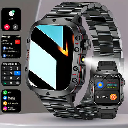 Men’s Outdoor Smart Watch – HD Touchscreen Sports Smartwatch with Wireless Calling, Multi-Sport Modes, USB Charging for Android and iPhone