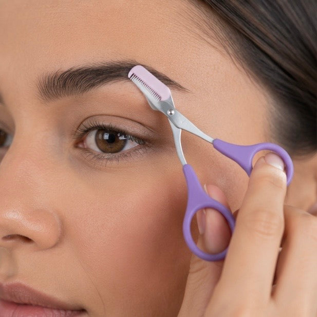 Eyebrow Trimming Scissors with Comb - Stainless Steel Precision Grooming Tool for Shaping, Styling and Perfect Brows