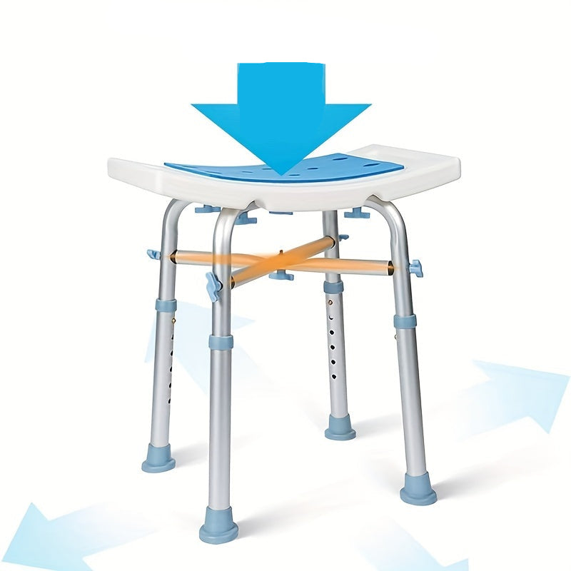 Heavy-Duty Aluminum Bathroom Stool - Shower Chair with Non-Slip Feet for Elderly, Disabled, PE/Rubber Comfort Seating with Adjustable Height