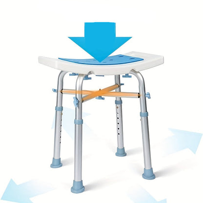 Heavy-Duty Aluminum Bathroom Stool - Shower Chair with Non-Slip Feet for Elderly, Disabled, PE/Rubber Comfort Seating with Adjustable Height