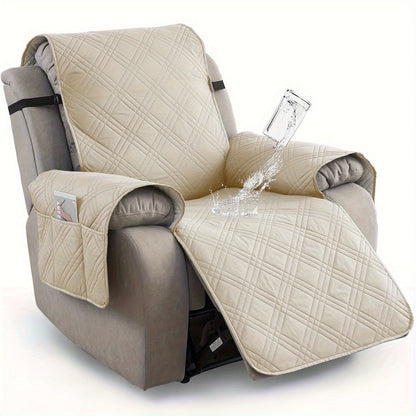 Waterproof Non-Slip Recliner Cover – One-Piece Chair Protector with Side Pockets