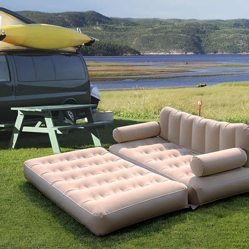 Double Foldable Inflatable Sofa Bed – Automatic Pump Camping Couch for Outdoor Rest and Home Lounging