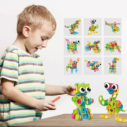 Educational STEM Building Blocks Set – 195pcs Creative Construction Toys for Kids 3+ with Storage Box for Learning Play