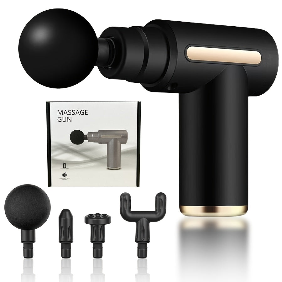 Rechargeable Deep Tissue Massage Gun – Long U-Shaped Handle with 4 Heads for Full-Body Relief, Muscle Recovery & Pain Therapy