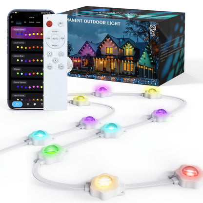 Permanent Outdoor Smart Eave Lights – 50ft/100ft Multi-Mode LED Holiday Lighting for Christmas, Halloween & Year-Round Decor