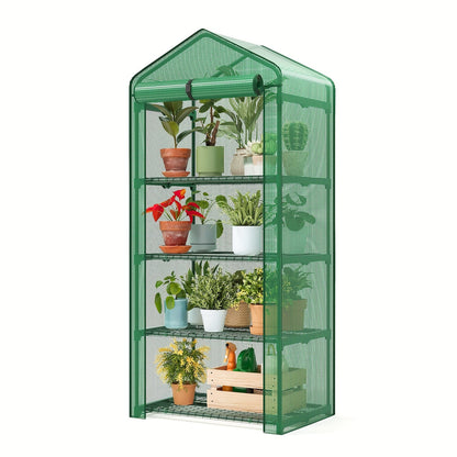 Portable Outdoor Tomato Greenhouse with Wheels – Roll-Up Door, 3-Tier Shelves for Plants, Flowers & Winter Weather Protection