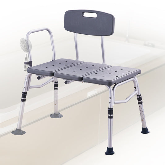 Adjustable Bathtub Transfer Bench – Non Slip Shower Chair with 400lbs Capacity for Elderly & Disabled Bathroom Safety