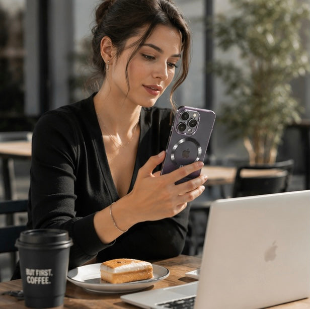 Magnetic Clear iPhone Case – Electroplated Bumper with Raised Camera Rings