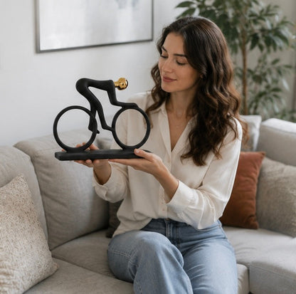 Abstract Cyclist Statue Decor - Modern Resin Bicycle Rider Figurine for Office Living Room and Sports Inspired Decoration