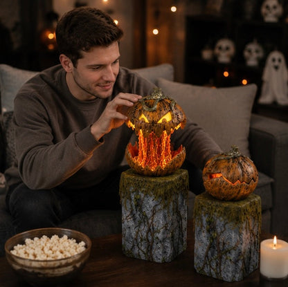 Halloween Talking Pumpkin Decoration – Sound-Activated Light-Up Pumpkin Head with Thrilling Effects for Haunted House Props and Party Cosplay Supplies