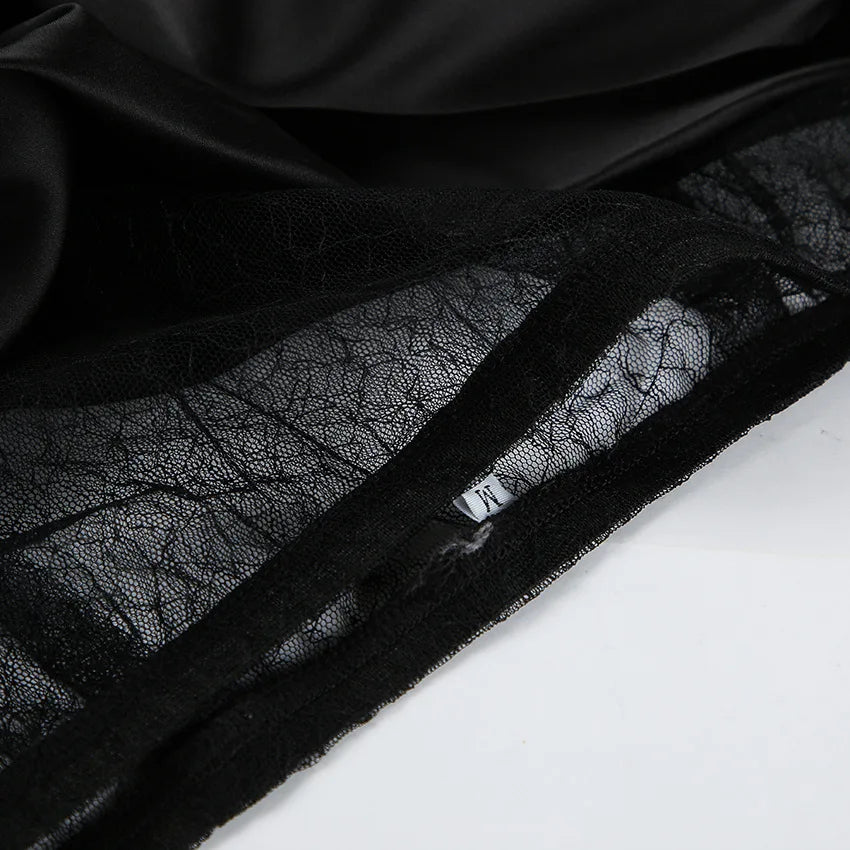 Women’s Black Lace Skirt – Asymmetrical A-Line Design with Fashionable Layered Splicing & Chic Modern Appeal