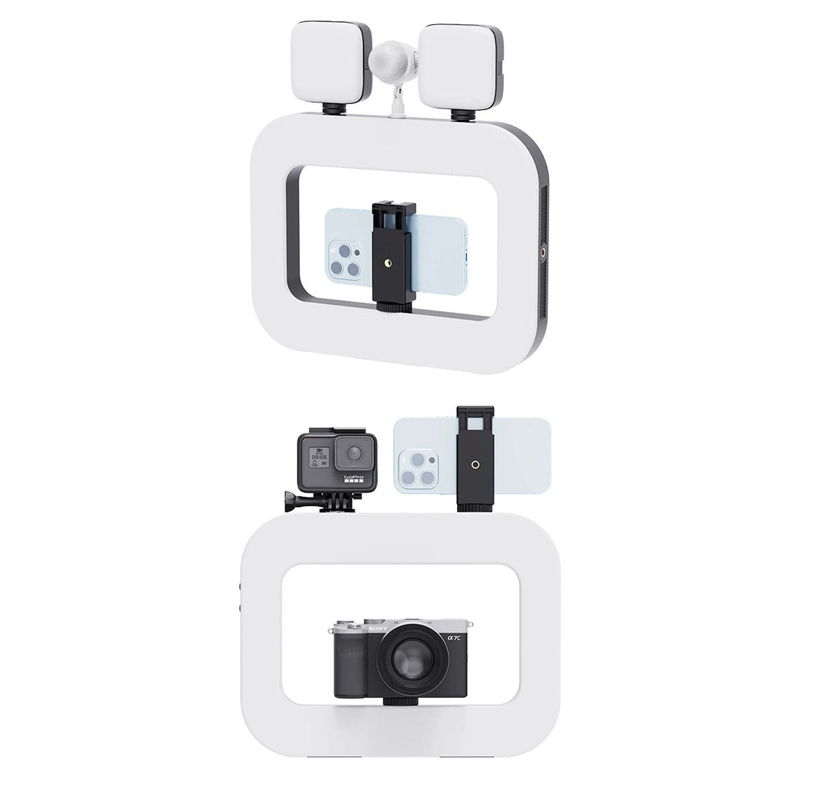 Smartphone Video Rig Stabilizer – Handheld Filmmaking Setup with Ring Light for TikTok, YouTube, Vlogging & Live Recording