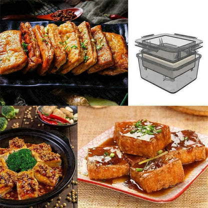 Three-Layer Tofu Press Mold - Safe Kitchen Gadget for Water Removal & Homemade Soybean Curd, Easy & Clean Tofu Making Tool