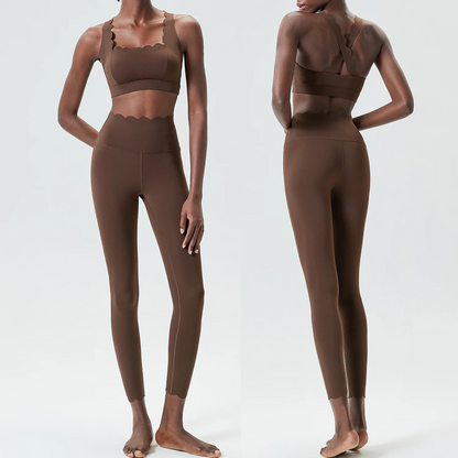 Women’s Solid Color Gym Yoga Set – Breathable Two-Piece Yoga Suit with Stretch Slim Fit Design for Ultimate Comfort and Flexibility
