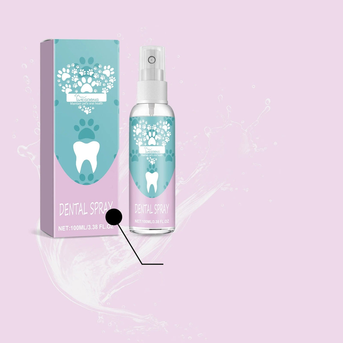 Pet Dental Spray – Fast-Acting Oral Care Solution for Dogs & Cats, Removes Plaque, Tartar, Stains, and Yellowing