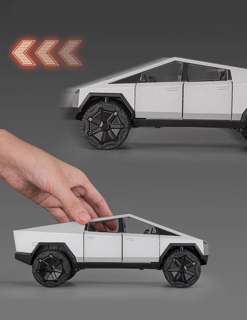 Scale Cyber Pickup Truck Model – 1/24 Diecast Alloy Off-Road Vehicle with Sound & Light, Realistic Collectible Car Toy Gift for Kids