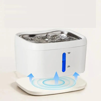 Wireless Cat Water Fountain with App – 3000mAh Battery, Motion Sensor & Stainless Steel Tray for Multi-Pet Homes