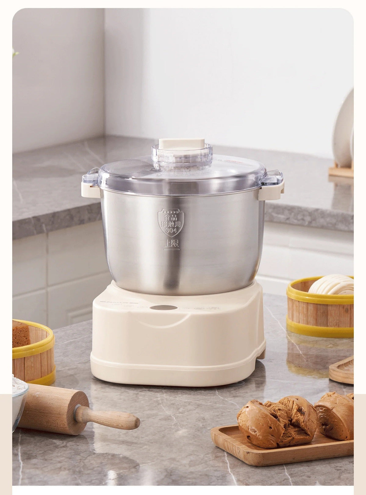 Electric Dough Mixer 5L/7L – Powerful Kitchen Stand Mixer with Fermentation Timing Function and Egg White Whipper for Home Baking