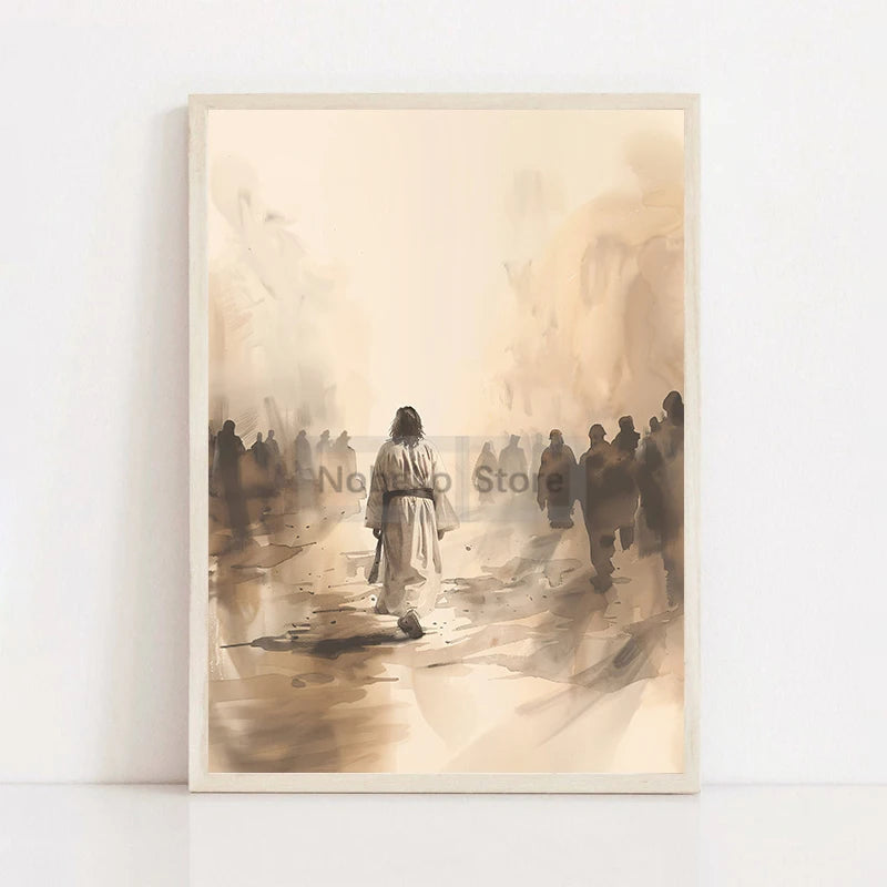 Modern Christian Jesus Poster - Inspirational Bible Verse Canvas Wall Art for Living Room Faith Decor & Religious Gift