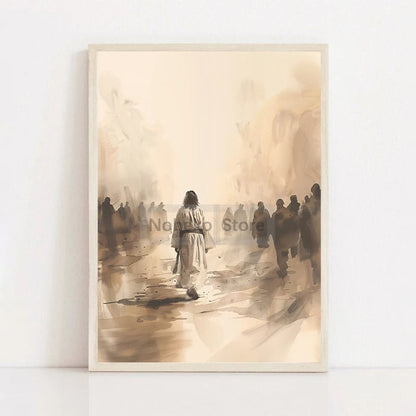 Modern Christian Jesus Poster - Inspirational Bible Verse Canvas Wall Art for Living Room Faith Decor & Religious Gift