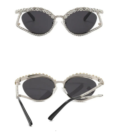 Diamond Cat Eye Hollow Concave Sunglasses – Trendsetting Street Photography Eyewear with Bold 3D Lens Shape for Fashion-Forward Women