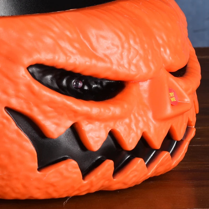 Halloween Animated Candy Bowl – Pumpkin Skeleton Dish with LED Red Eyes, Spooky Sound, and Moving Hand Party Decoration Prop