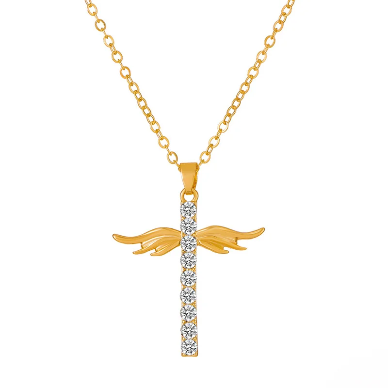 Geometric Angel Wings Pendant Necklace – Silver Color Fashion Gift Jewelry for Stylish Women in INS Style