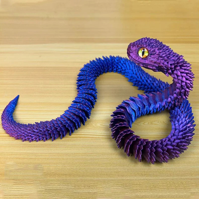 3D-Printed Articulated Snake - Posable Bush Viper Desk Fidget