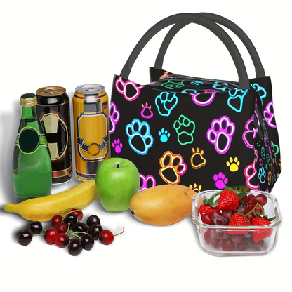 Dog Paw Print Insulated Lunch Bag – Waterproof, Reusable Cooler Tote for Picnics, Beach Days, Work, and School Lunch Essentials