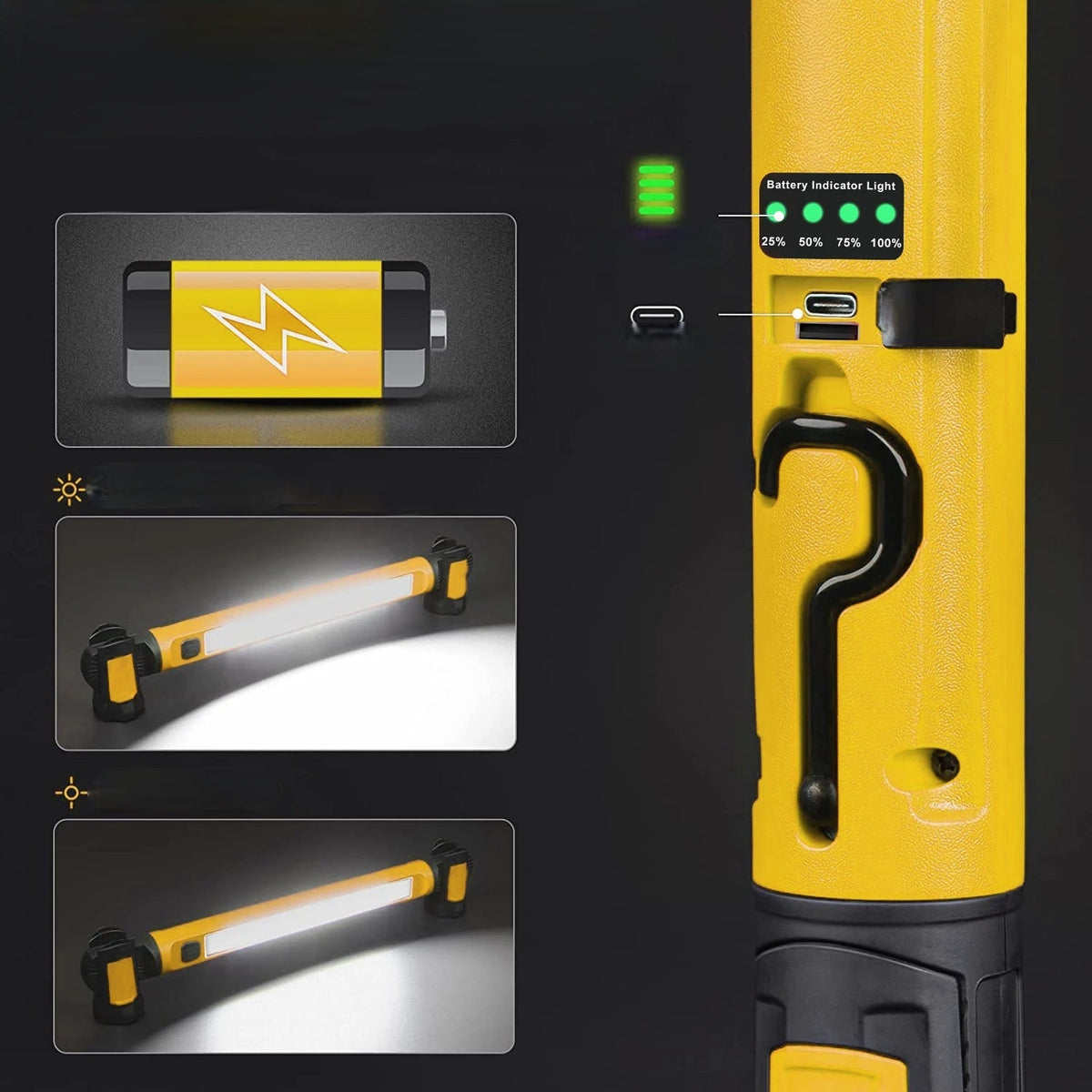 Magnetic LED Work Light Bar – Rechargeable 5200mAh Lamp for Car Repairs, Underhood Lighting & Outdoor Emergency Illumination