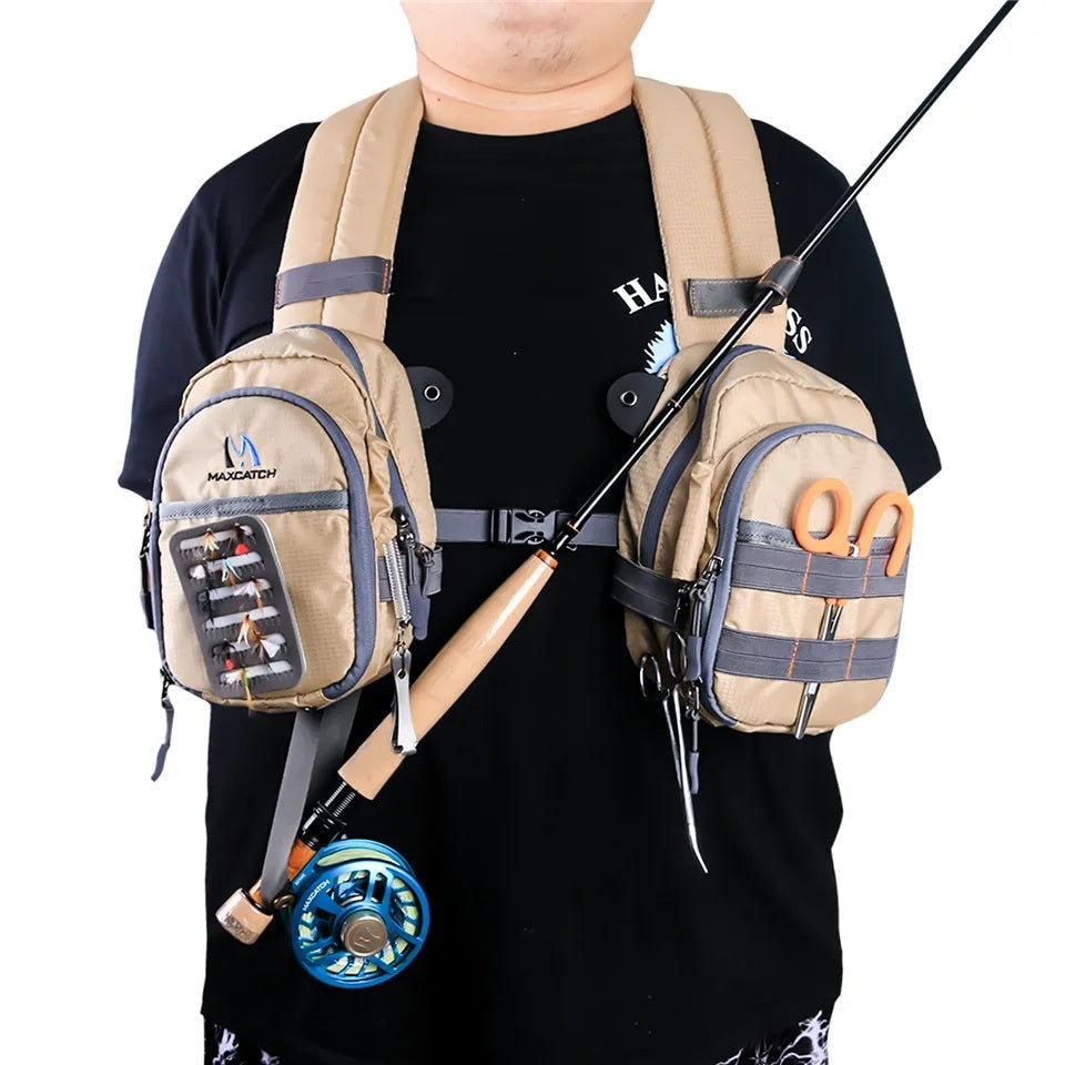 Multi-functional Compact Fly Fishing Tackle Bag – Lightweight Adjustable Chest Pack for Men & Women, Convenient Outdoor Fishing Storage and Mobility