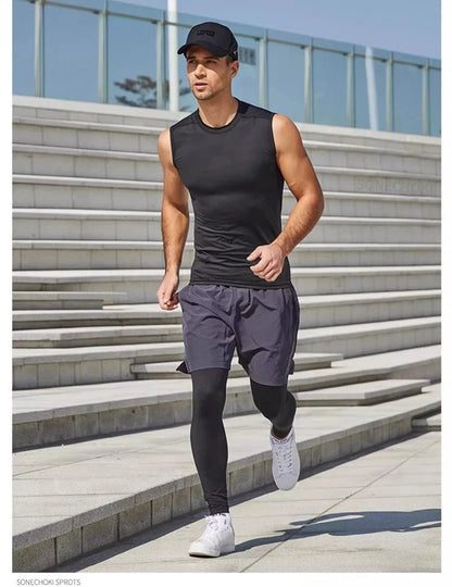 Sleeveless Men’s Compression Tank Top – Quick-Dry Muscle Vest for Gym, Fitness, Bodybuilding & Summer Sports Performance Confidence