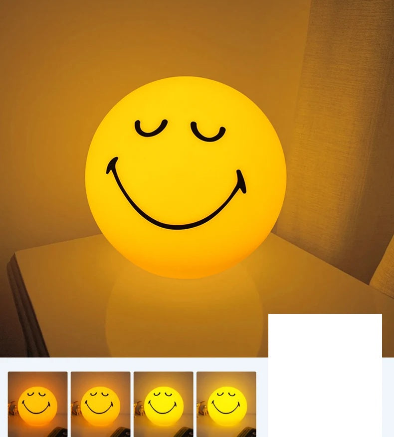 Smiling Sphere Night Light – Dimmable Rechargeable Lamp for Home Mood Lighting and Bedroom Decor