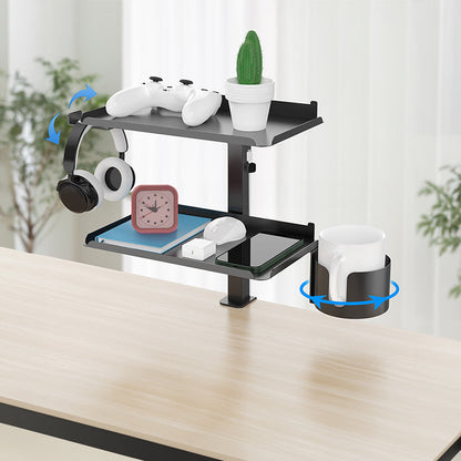 Multifunctional Desk Storage Rack – Adjustable 3-Tier Stand for Desk Organization with Cup Holder and Workspace Expansion